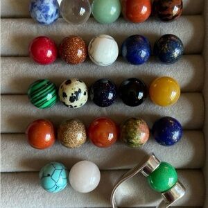Silpada Interchangeable Ball Sterling Ring 23 balls Sz 7.5 EUC
